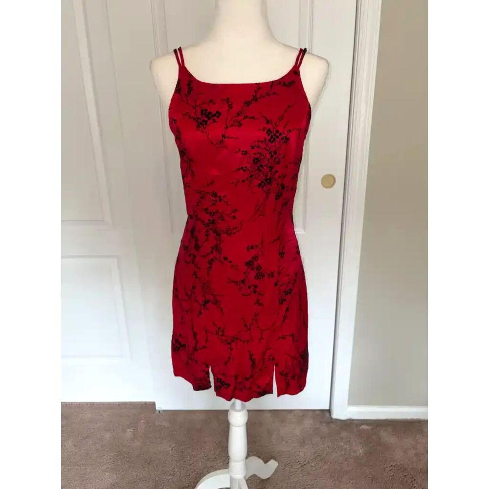 Byer Too! Vintage 90s Y2K Red Vampy Slip Mini Dress Size 9